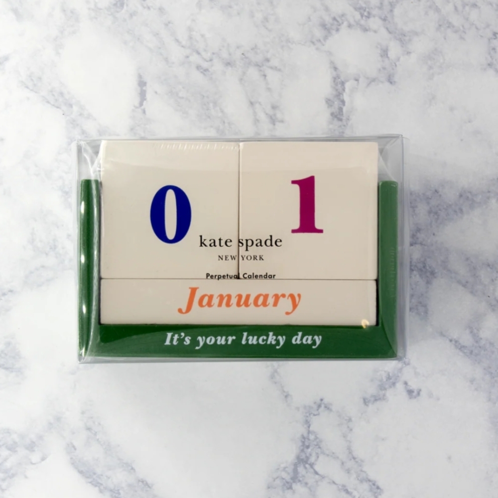 Kate Spade Green Perpetual Calendar with Colorful Numbers